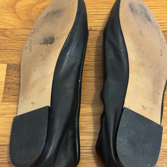 SAM EDELMAN Black Leather Ballet Flats Loafers Shoes Size 9.5 9 1/2 Casual Work - Picture 7 of 10